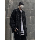 Threebooy Tie Dyed Black Jacket Men's Men's Clothing Jacket Harajuku Street Clothing Trendyol Fashion Jacket Denim Jacket