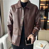 Threebooy  Fashion Men Casual Leather Jackets Winter New Jacket Street Style Male Inside Thick Coats Men's Leather Jacket S-5XL