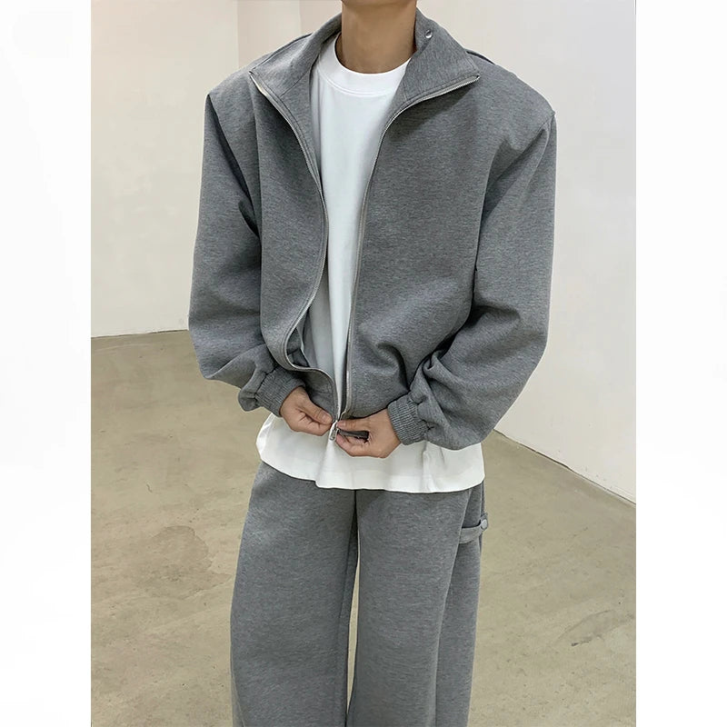 Threebooy  2025SS American Men Loose Cardigan Sweatshirt Wide-leg Trousers Casual Sports Suit Autumn Hip Hop Streetwear Tracksuit