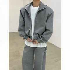 Threebooy  2025SS American Men Loose Cardigan Sweatshirt Wide-leg Trousers Casual Sports Suit Autumn Hip Hop Streetwear Tracksuit