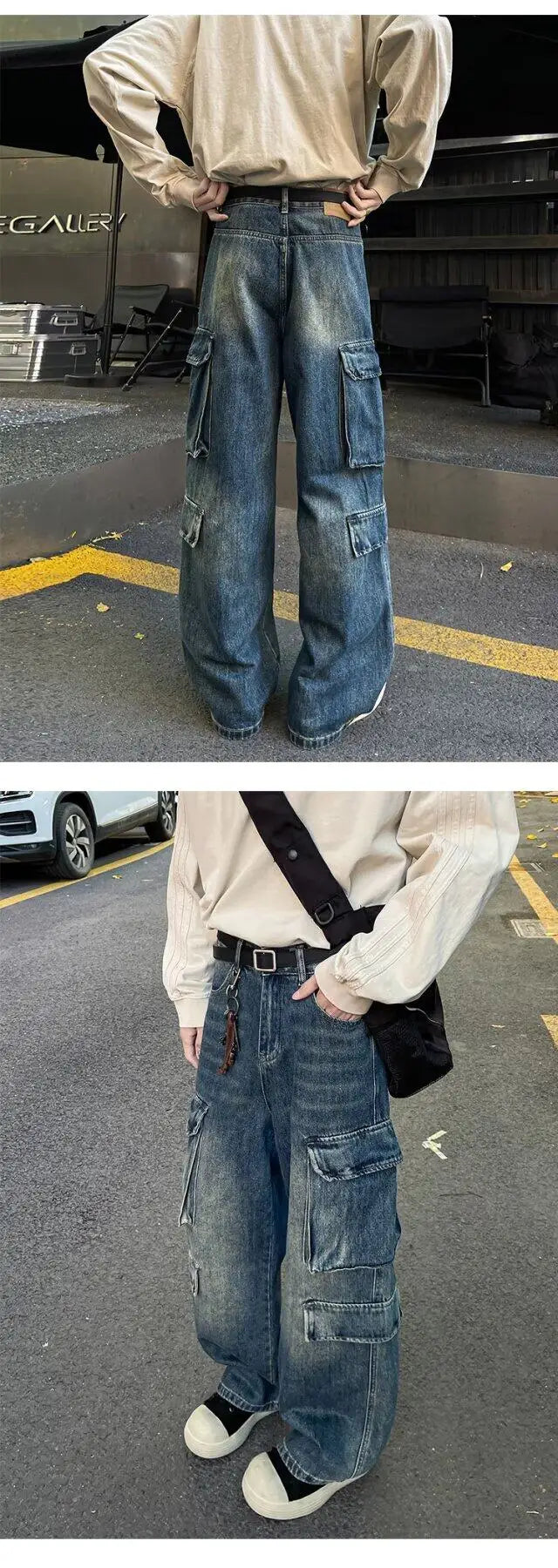 Threebooy Cargo jeans men New High Street Gothic Punk Dark Trousers  Harajuku Retro Baggy Jeans Men Street Fashion Straight Leg Pants