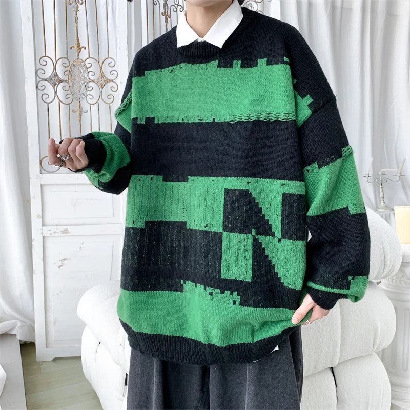 Threebooy Male Jumper Harajuku Luxury Clothing Men's Winter Sweater Pullover Knit Printed Sweaters New in Sweaters Knitwear Clothes