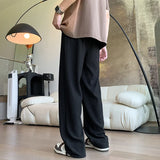 Threebooy Summer Pleated Pants Men Fashion Oversized Ice Silk Pants Men Streetwear Loose Straight Pants Mens Baggy Trousers M-3XL