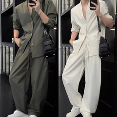 Threebooy Blazer Suit New Simple High-end Fashion Set Men's Trendy Loose Versatile Cardigan Jacket Casual Pants Two-piece Set Chic