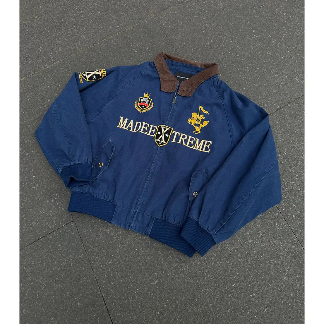 Threebooy American Retro High-end Fashion High Street Jacket Men Women Couple Autumn Winter Trendy Splicing Embroidered Short Men's Jacket