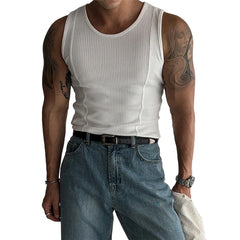 Threebooy  Mens Ribbed Sleeveless Tank Top  Activewear Fitness Sports Bodybuilding Vest Top