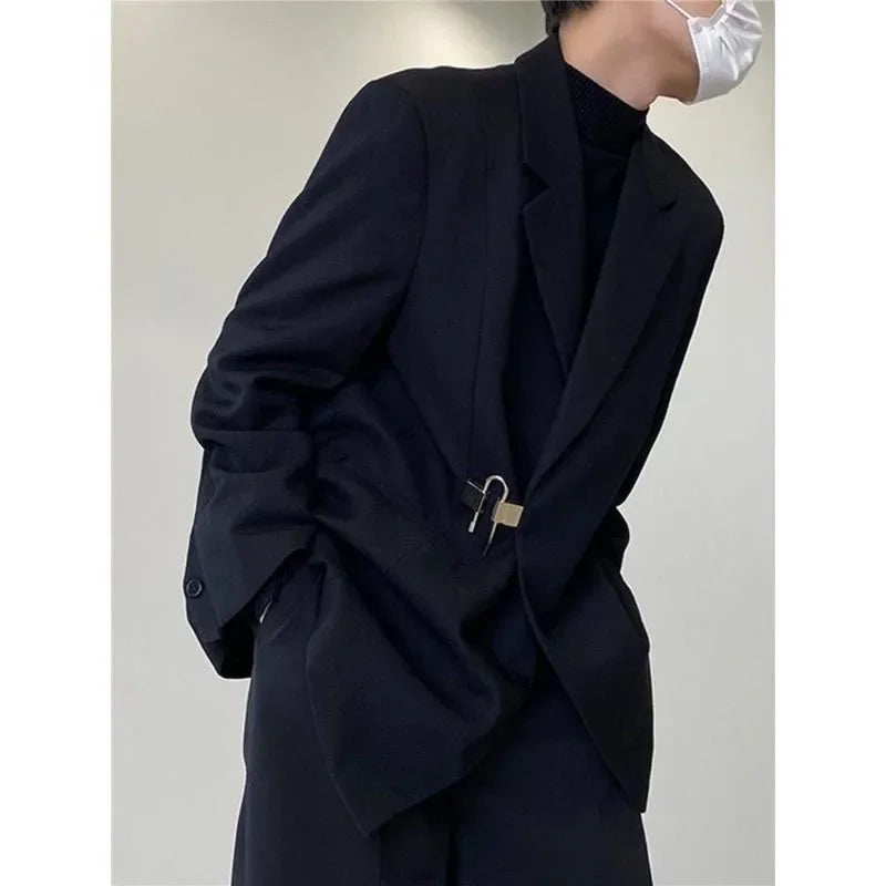 Threebooy Casual Suit Jacket Men's Spring Summer Blazers Solid Color Long Sleeves Turndown Collar Pockets One Button Tops Jackets