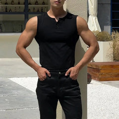 Threebooy Men Sexy Tight Henley Collar Sports Casual Vest 2024 New Genderless Shaping Fitness Training Stretch Solid Color Tank Top Unisex