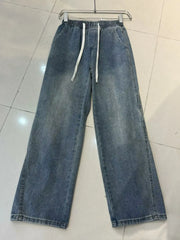 Threebooy  Spring New Men's Loose Jeans Real Shot High-end Baggy Straight Wide-leg Pants Korean Style Street Hip-hop Y2k Trousers