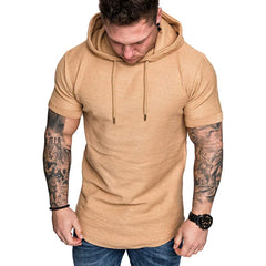 Threebooy New Mens Hoodies Sweatshirts Short Sleeve Men Hoodies Sweatshirt Casual Solid Color White Man Hoody for Male Hooded