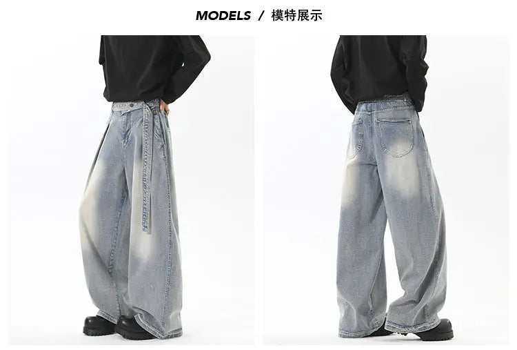 Threebooy Vintage Wash Light Blue Relaxed Fit Jeans 2025 New Arrival High Quality Distressed Denim Pants for Men Streetwear Fashion Youth