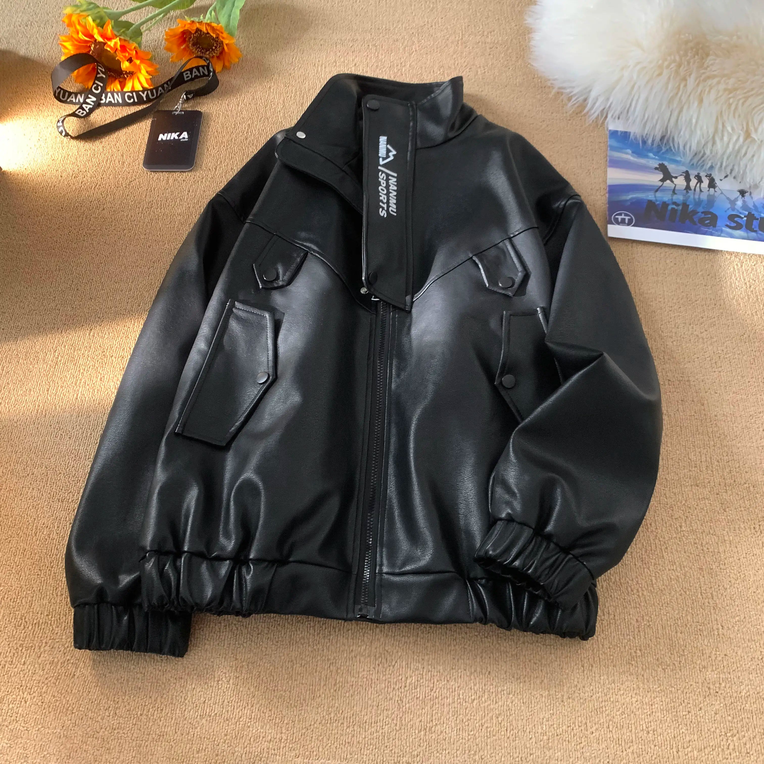Threebooy American Vintage Leather Jacket Men Women 2025 Spring Autumn Fashionable High-end Retro High Street Casual Top Jacket Aesthetic