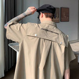 Threebooy New Trend Zipper Deconstructed Shawl Design Overalls Men Shirt 2024 Street Niche Solid Pocket Male Y2k Tops Camisa Para Hombre
