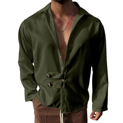 Threebooy   Cross-border Men's Spring and Autumn Men's Long-sleeved Shirt Amazon Casual Loose Lapel Button Cardigan Shirt