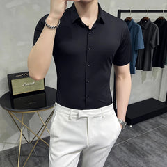 Threebooy  Men Brand Clothing Slim Fit Design Men's Long Sleeve Button White Black Casual Shirts Small Camisa Social Masculina Shirt