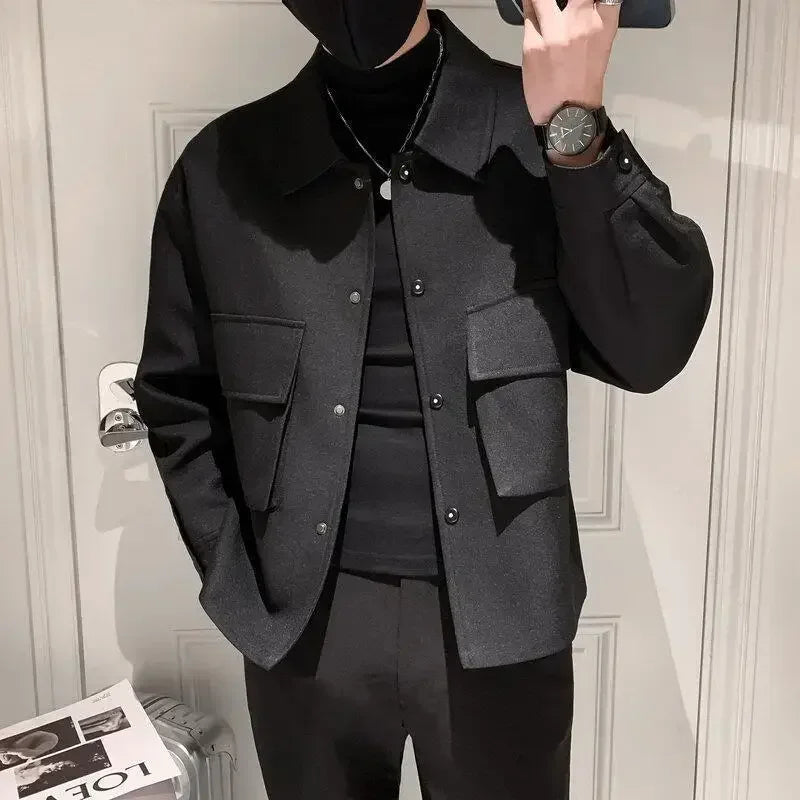 Threebooy Male Coats Slim Fit New In Men's Wool & Blends Jackets Clothing Fashion Aesthetic High Quality Original Brands Harajuku Y2k