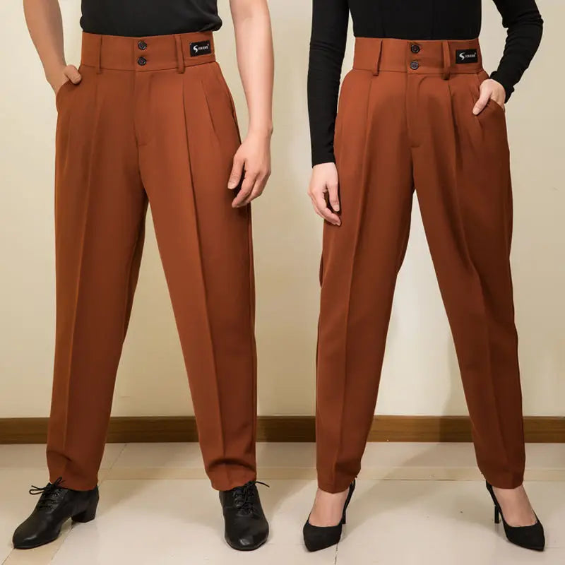 Threebooy  Men Latin Dance Pants High Waist Pocket National Stand Dance Small Feet Training Suit Dance Pants
