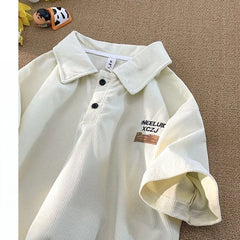 Threebooy American Fashion Retro Polo Shirt Men's Short-sleeved Korean Version 2025 New Summer High Street Trend Shirt Lapel T-shirt Chic