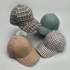 Threebooy  Retro Fashion British style Houndstooth Men Women Baseball Hats Cotton Breathable Streetwear Classic Casual Sport Unisex Caps
