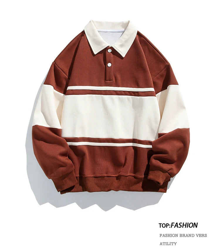 Threebooy 2025 Men Sweatshirts Stand Collar Oversize Splice Pullover Harajuku Unisex Streetwear Autumn Casual Hoodies