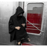 Threebooy Techwear Black Oversized Hoodies Sweatshirt Baggy Trench Coat Anorak Men Goth Punk Japanese Streetwear Hip Hop Gothic