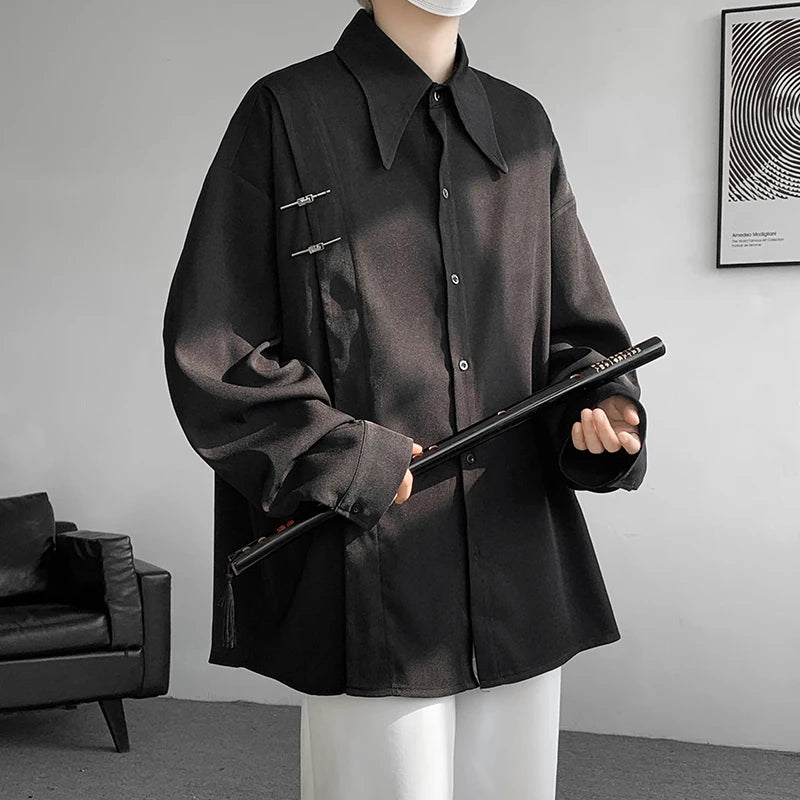 Threebooy Spring Summer High Quality Solid Long Sleeve Shirts Man 2024 Casual Oversize Blouse Male Fashion Simple Clothing Plus Size 5XL-M