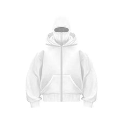 Threebooy  Men's and women's Harajuku ski hats  new winter gear  double hooded sweatshirts  men's hooded masks  zippered sportswea
