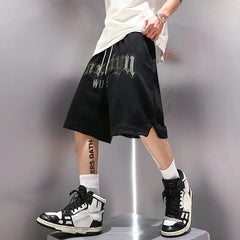 Threebooy Men's Cargo Shorts Solid Male Bermuda Short Pants Black with Draw String New In Fashion Vintage Luxury Baggy Jorts Homme Xl