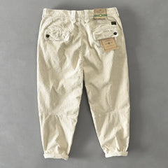 Threebooy Autumn Winter New Men Cotton Corduroy Pants Solid Color Casual Safari Style Multi-pocket All-match Workwear