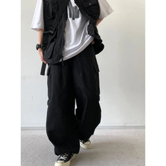 Threebooy Spring Autumn Japan Pants Retro Loose Straight Wide-leg Workwear Men Women Versatile Feet Tied Casual Trendy Trousers Aesthetic