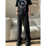 Threebooy Summer Pleated Pants Men Fashion Oversized Ice Silk Pants Men Japanese Streetwear Loose Straight Pants Mens Casual Trousers