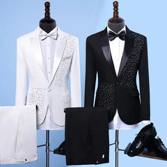 Threebooy  Luxury Men's 2 Piece Suit Formal One Button Slim Fit Tuxedos for Wedding Groom Business Dinner Prom