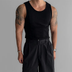 Threebooy  Mens Ribbed Sleeveless Tank Top  Activewear Fitness Sports Bodybuilding Vest Top