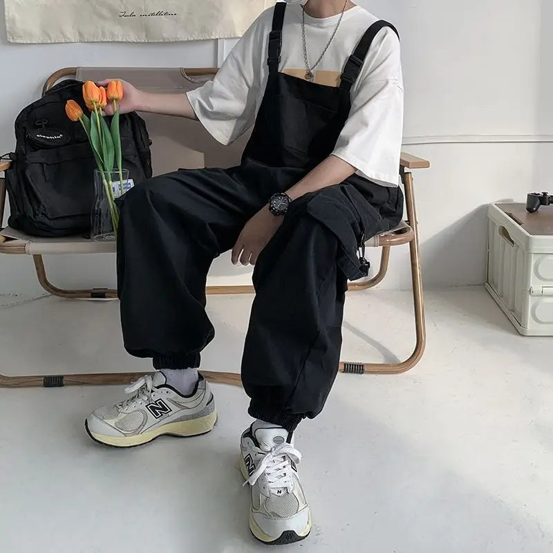 Threebooy Japanese Style High-end Overalls Men's 2025 Vintage High Street Overalls Straight Unisex Oversize American Retro Jumpsuit Chic