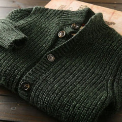 Threebooy American High-end Knit Cardigan Men's Stand Collar Sweater Cardigan Korean 2025 New Spring Autumn New Sweater Button Jacket Chic