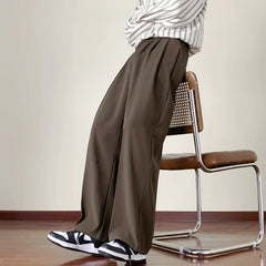 Threebooy  New Fashion Male Suit Pants Light Luxury Draped Cropped Button-down Business Casual Pants Premium Slim-fit Elegant Dress Trouser