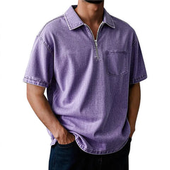 Threebooy  Summer Cotton Polo Shirt Men Short Sleeve Turn Down Collar Pull On Polos Solid Breathable Casual Tops