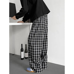 Threebooy  Summer Casual Pants Men Oversized Retro Plaid Pants Men Streetwear Hip-hop Loose Wide Leg Pants Mens Trousers Large Size 5XL