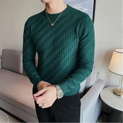 Threebooy Brand Clothing Men Autumn And Winter High Quality Knitting Sweater Male Slim Fit Plaid Pullover Tight Sweater With o-Neck