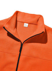 Threebooy  Men's Spring Fall Winter New Polar Fleece Jacket Zip Up Stand Collar Windproof Outdoor Casual Outerwear for Daily Hiking Wear