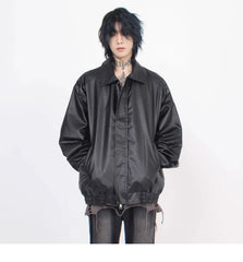 Threebooy Japanese Street Hot Casual Jacket American Fashion Loose Versatile Lazy Style Spring Autumn Leather Jacket Long-sleeved Coat Men