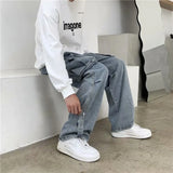 Threebooy Hip Hop Jeans Men Baggy Cargo Pants Casual Big Pocket Denim Trousers Vintage Plus Size Bottoms Fashion Streetwear Y2K Clothing