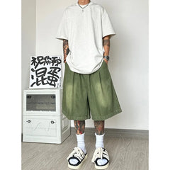 Threebooy Summer Denim Shorts Men Fashion Vintage Oversized Denim Shorts Mens Streetwear Hip-hop Loose Wide Leg Jeans Shorts Men M-2XL