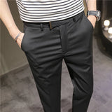 Threebooy  New Brand Pants Men Pleated Pants Korean Fashion Ankle Length Streetwear Casual Pants Male Suit Stripe Trousers 28-38