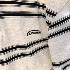 Threebooy High street hip-hop men and women trendy personalized striped polo short sleeved couple summer loose retro casual Harajuku top