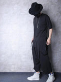 Threebooy Black Darkwear Harajuku Alternative Irregular Clothing for Men Short Sleeve T-shirt Summer Japanese Streetwear Hip Hop