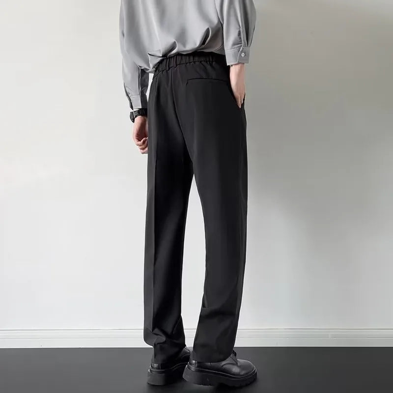 Threebooy  Men's Luxury Fitting Well Draped Baggy Suit Pants Casual Button Solid Color Straight Premium Dress Pants Urban Business Trousers