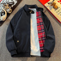 Threebooy  Spring and Autumn American Retro New Workwear Casual Men's Stand Collar Loose Motorcycle Jacket