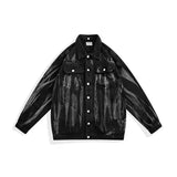 Threebooy Tie Dyed Black Jacket Men's Men's Clothing Jacket Harajuku Street Clothing Trendyol Fashion Jacket Denim Jacket