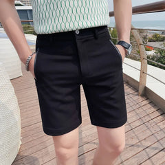 Threebooy Men's Summer Casual Shorts/Male Slim Fit Fashion Zipper Pockets Versatile Straight Pants Formal Business Casual Suit Short